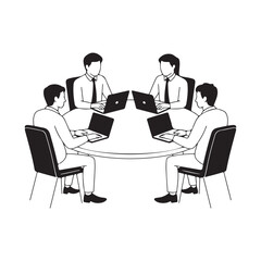 Business Discussion Outline Vector (Three People)