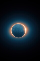 Solar eclipse event creating glowing ring in dark space