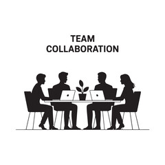 Team Collaboration Silhouette Vector Graphic