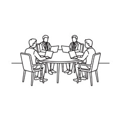 Business Team Discussion Outline Vector Illustration