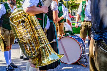 typical music instrument of a bavarian brass band