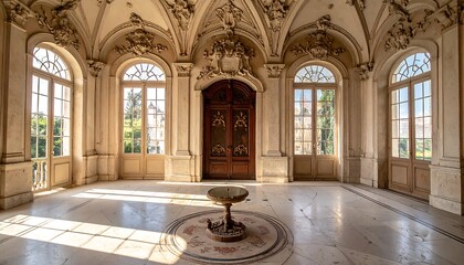 Obraz premium Grand hall with arched windows