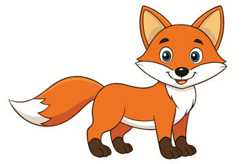 Obraz premium Charming Cartoon Fox on White Background for Cute Designs