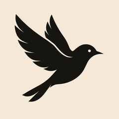 Obraz premium Stylized black silhouette of a flying bird on a light background