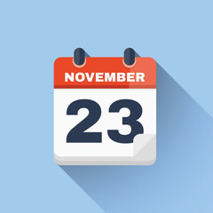 Flat calendar icon showing November 23 date