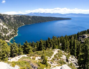 Panoramic view of a mountain lake