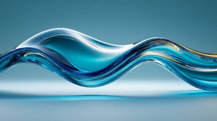 Flowing Aquatic Elegance: A stunning abstract artistic representation, captures the essence of fluid motion with a mesmerizing ribbon of clear, aquamarine tones against a soft gradient backdrop.