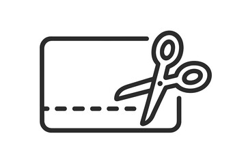 Scissors cutting coupon icon. Discount voucher, promo code, or gift certificate concept. Symbol for sale, shopping, special offer, and savings. Cut along the dotted line vector.
