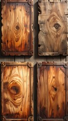 Four weathered wooden signs