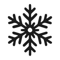 snowflake silhouette icon. Hand drawn black and white isolated, Christmas and winter theme. Simple flat black illustration. Vector illustration