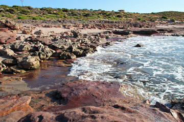 rocks on the beach at kalbarri in western australia
