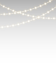 Transparent PNG. Golden festoon lights in glowing style for winter celebration.
