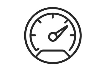 Speedometer line icon, tachometer gauge symbol. Car dashboard element for measuring speed, limit and performance. Fast velocity and efficiency concept. Vector outline illustration.
