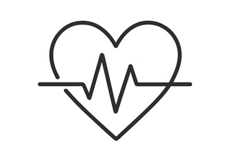 Heartbeat icon with cardiogram line. Health and medicine concept. Heart pulse symbol for cardiology, healthcare, and medical logo. Vector graphic for life and wellness rhythm.