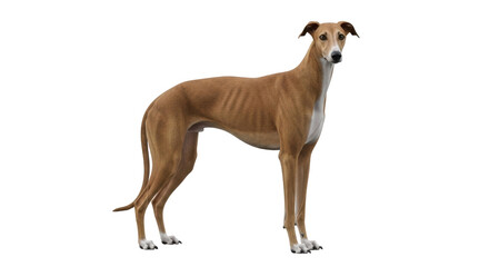 Isolated Smooth-coated Greyhound Standing Against a Clean Backdrop, a Slender and Graceful Dog