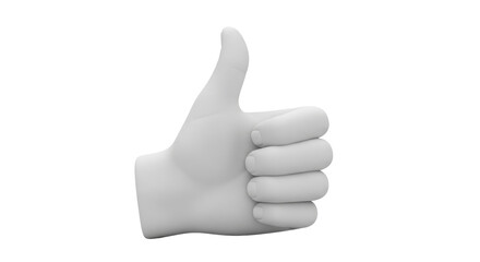 Isolated Hand Gesture Giving a Thumbs Up with a Rendered Human Hand on a Seamless Scene