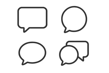 Fototapeta premium Speech bubble icon set. Chat, message, and dialogue symbols. Minimal line art vector illustration for web design, apps, social media. Communication concept graphic element.