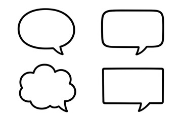Fototapeta premium Set of speech bubble outline icons for graphic and web design. Vector cartoon illustration for chat, communication, and dialogue. Comic style text box, message, and quote bubbles.
