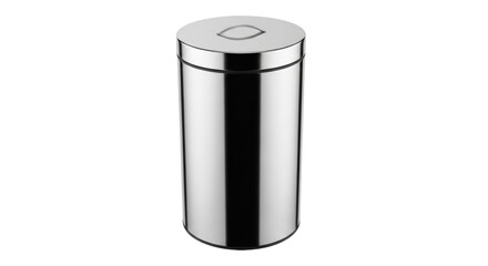 Isolated metal trash can with lid for indoor waste management, kitchen or bathroom use