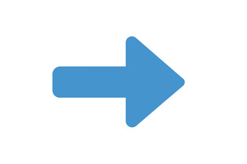 Blue arrow vector icon in flat design style. Right direction symbol for web design, app, UI, logo. Next button, pointer sign isolated on white background. Forward concept.