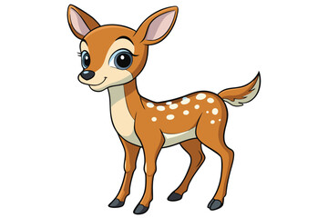 Obraz premium Cute Cartoon Fawn with White Spots on a White Background Art