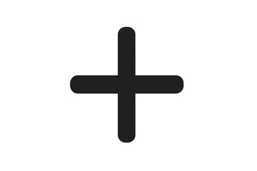 Vector plus icon. Add button symbol for web design, app, UI, UX. Black flat simple minimal sign. Positive, more, zoom, or health cross concept. Graphic element isolated.