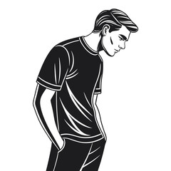 Handsome man in casual clothes looking down © Abu