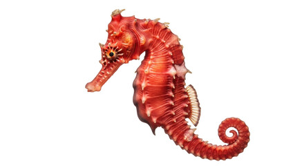 Isolated Red Thorny Seahorse Swimming Marine Life Underwater Sea Creature Oceanography © Leon