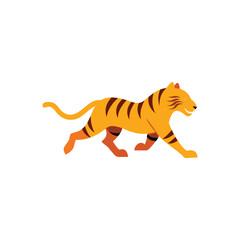a tiger is running fast on white background