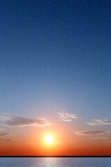 Obraz premium Bright sunset over calm sea with stars visible in the evening sky