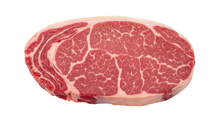 Isolated ribeye steak with rich marbling for grilling or roasting, premium cut of beef