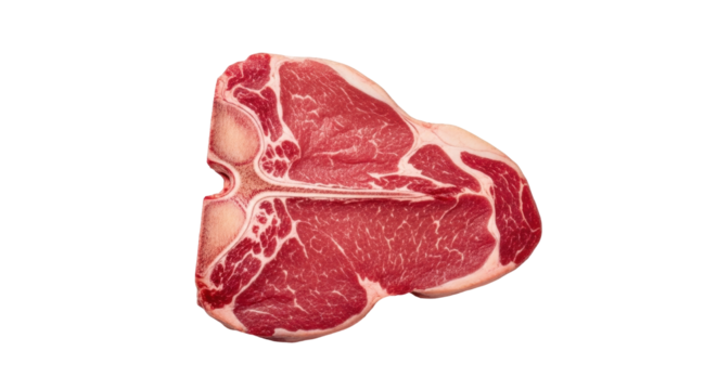 Isolated T-bone steak for grilling preparation, uncooked marbled beef cut, raw porterhouse