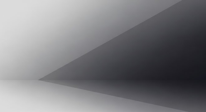 A minimalist, monochromatic, geometric, and abstract art piece with a black and white color scheme, featuring a large, angular, and symmetrical black triangle on a white background.