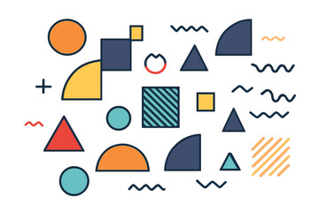 Trendy geometric abstract background with colorful modern shapes, vector illustration set with transparent layers, contemporary design, minimalistic and creative pattern