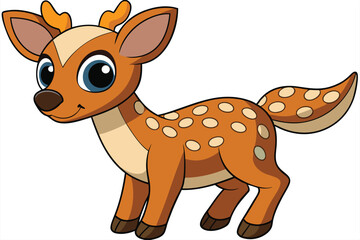 Cute Cartoon Spotted Deer Fawn on a White Background Design