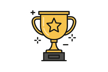 Winner cup trophy with golden bowl, first place award with star symbol, prize and achievement reward, success concept, earn points, online business victory, vector icon