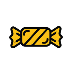 Wrapped Candy Yellow Simple Icon Illustration