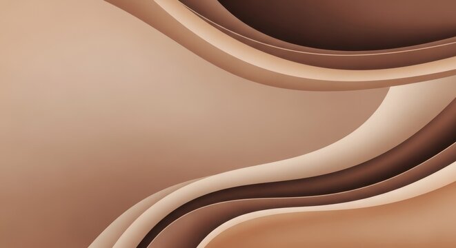 Abstract brown and beige waves on a gradient background.
