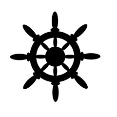 Obraz premium Ship steering wheel silhouette isolated SVG vector, black nautical helm icon on transparent background, maritime navigation symbol, sailor control wheel outline, boat and yacht equipment graphic for s