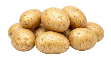 Isolated pile of fresh potatoes, a staple root vegetable for healthy food and diet