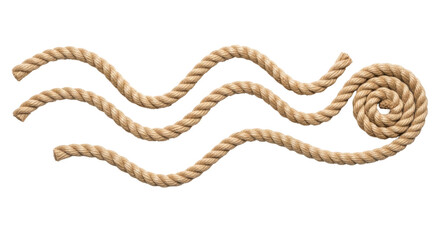 Isolated curved brown ropes, twisted in a coil, nautical and decorative element, fiber material © Leon