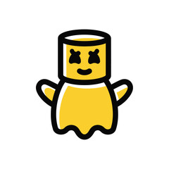 Cute Halloween Ghost Cartoon Icon Illustration