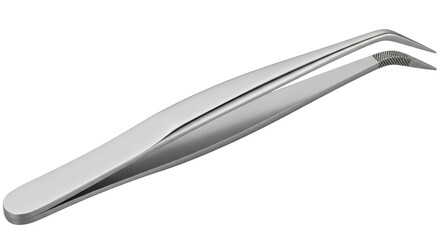Isolated metal tweezers with curved tips for precision work like crafts, beauty, or lab