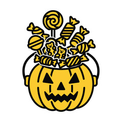 Halloween Candy Jack-o'-lantern Bucket Illustration