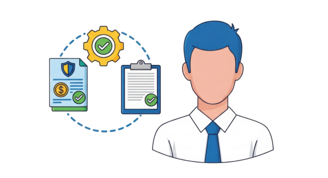 Isolated business advisor expert providing insurance and business solutions and compliance advice