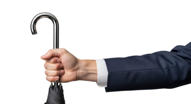 Isolated image of business person holding umbrella, protection, fashion, style, elegant