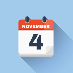 Flat calendar icon displaying November 4 date