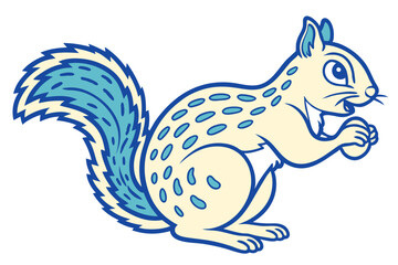 Cute Squirrel Cartoon Character Holding Nut on White Background, Detailed Design