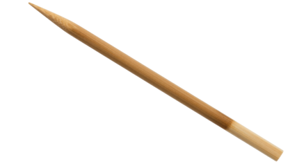 Isolated natural wood toothpick, wooden skewer for cooking and hygiene, one food pick
