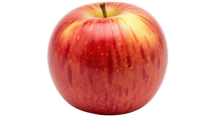 Isolated Gala apple with stem, fruit closeup in bright studio lighting, delicious snack